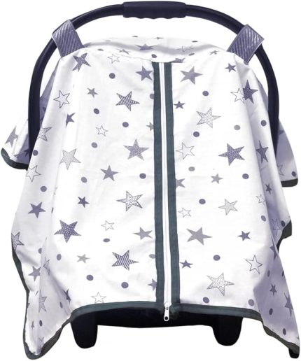 Fermuarlı Taşıma Koltuğu Örtüsü Yıldız Desen-Gri