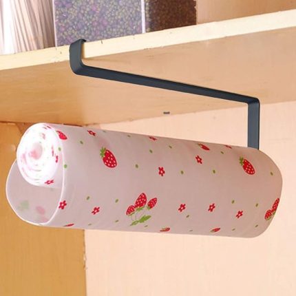 Kağıt Havluluk Havlu Askısı Mutfak Tezgahı Dolabı Raf Altı Kağıt Havlu Askılığı Tutucu Dekoratif (Siyah)