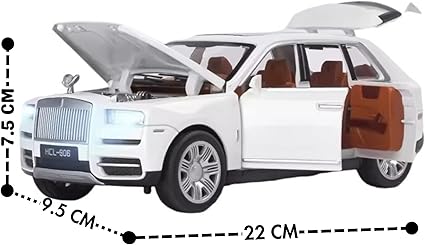 Metal Buhar Atan Led Işıklı Ses Efektli 1:22 Ölçek Rolls Royce Model Jip Araba Diecast Koleksiyonluk Hediyelik Çık Bırak (BEYAZ) - Görsel 4