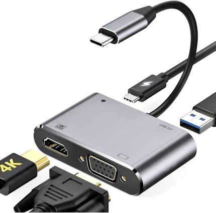 CF02 Macbook Uyumlu Type-C™ To 4K Ultra Hd 1080p Hdmı/Vga/Pd Şarj/USB 3.0 4IN1 Çevirici Hub Adaptör