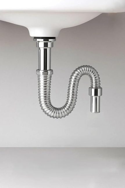 Home 80 Cm Krom Körüklü Lavabo Gider Borusu – Esnek Metal Lavabo Sifon Hortumu, Uzatılabilir Gider Borusu, Banyo ve Mutfak Lavaboları İçin Dayanıklı Sifon Bağlantı Hortumu