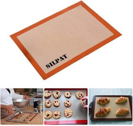 Fırınlanabilir Kendinden Yağlı Silikon Pişirme Matı, Profesyonel Silpat Yanmaz Yapışmaz Yıkanabilir Silikon Pişirme Matı 30cmx40cm