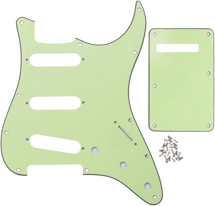 Set SSS Tarzı Elektrikli Gitar Pickguard, ABD için Arka Plakalı Sabitleme Vidaları ile USA/MEX Çamurluk ST Gitar Part, 3 Kat, Nane Yeşili