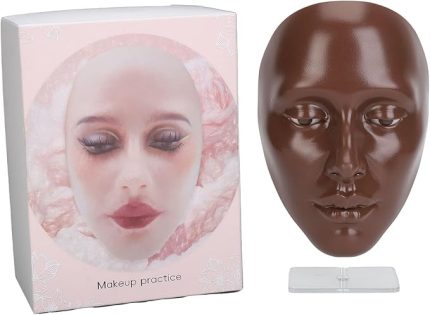 Makyaj egzersizi yüz tahtası, tekrar kullanılabilir 5D silikon makyaj manken yüzü, göz makyajı, egzersiz yüzü, makyaj, yeni başlayanlar veya profesyonel meraklıları