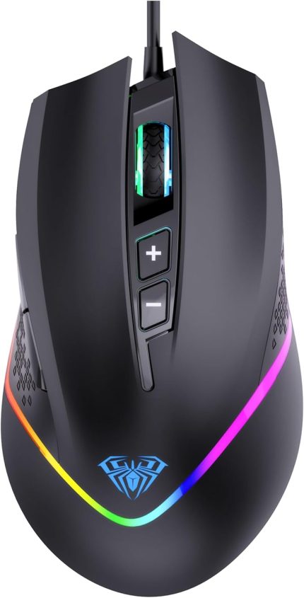 F805 6400DPI RGB 7 Tuşlu Makro Optik Oyuncu Mouse, Siyah