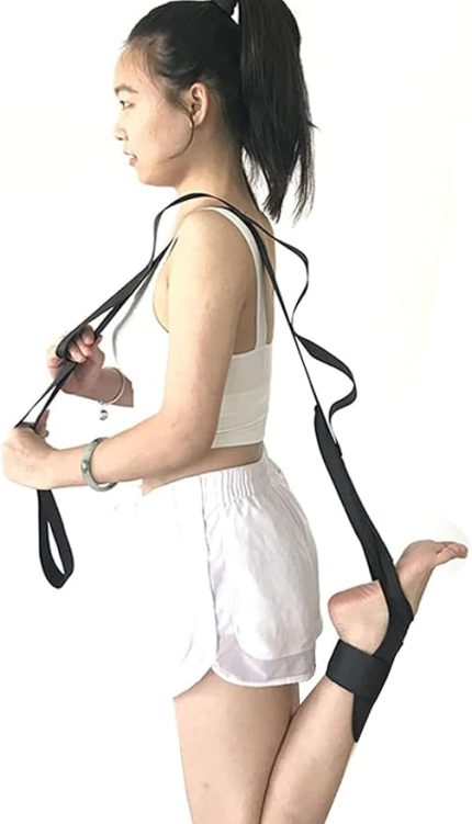 Yoga Linda Siyah Ayak Bacak Germe Askısı Pilates Fitness Kardiyo Vücut Kas Geliştirici Spor Aleti