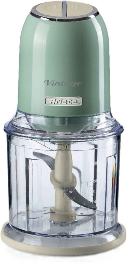 Vintage Doğrayıcı Yeşil 0438/04-2 Hız Kademeli, 2 Buton ve 4 Paslanmaz Çelik Bıçak, Sebze Doğrayıcı, Buz Kırıcı Özellikli, 600 ml Ölçekli Kupa ile Kullanım Kolaylığı