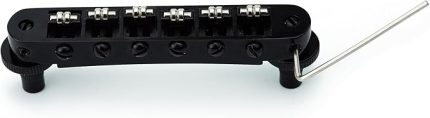 Tune-O-Matic Sarmalı Sele Köprüsü – Tel Boşluğu 10,5 mm Gitar Köprüsü, Direk Delikli, 4,2 mm Yedek, Les Paul LP SG 6 Telli Elektro Gitar GM015 ile Uyumlu, Siyah