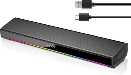 Masaüstü PC için Bilgisayar Hoparlörleri, Dinamik LED Işıklı Bluetooth 5.3 Pc Soundbar, HiFi Stereo, Poratble Bluetooth Hoparlör, PC, Dizüstü Bilgisayar, Tablet için Oyun Hoparlörleri