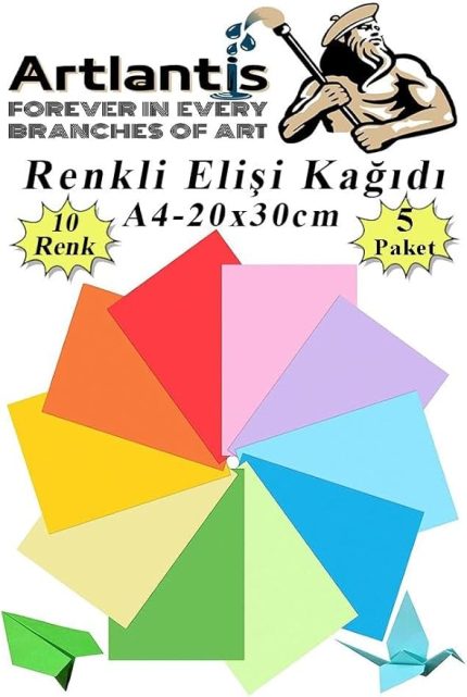 Elişi Kağıdı A4 10 Renk 5 Paket El işi Kağıdı 10 Lu Kreş Ana Sınıfı Okul Öncesi Sınıf Malzemesi