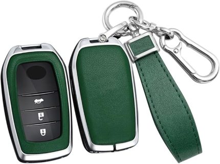 Araba anahtarı kılıfı Toyota Yaris Cross Hybrid Corolla RAV4 Prius Camry Auris Highlander 2020-2023 için uygun anahtar kılıfı koruyucu kılıf uzaktan kumanda aksesuarı 2/3/4 tuş gümüş yeşil