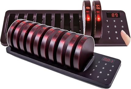 Çağrı Sistemi (10 Bardak Altlıkları), Restoran Çağrı Cihazı Buzzer, 20 Saat Uzun Bekleme, 999 Kanal +3 Çağrı Modu, Için Restoran Otel Cafe Snack Food