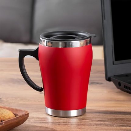 05667 Paslanmaz Çelik Kupa Sızdırmaz Çelik Termos Araç Termosu El Termosu Yalıtımlı Bardak 350ml -Kırmızı