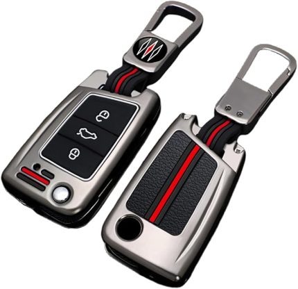 Çinko Alaşımlı Araba Anahtarı Kapağı Kılıfları Volkswagen VW Golf 7 MK7 mk2 Skoda Octavia A7 Kodiaq 3 Düğmeli 360° Su Geçirmez Koruma (Mat renk)