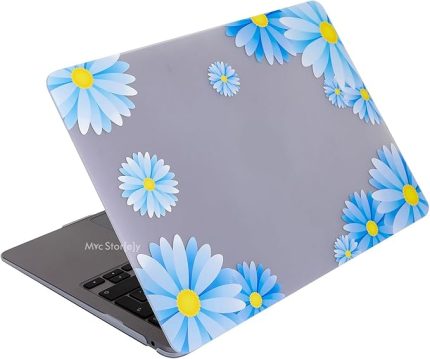 MacBook Air 13 inç Uyumlu Sert Kapak Kılıf | M2 M3 M4 Modern Desenli İnce Koruyucu, Darbe ve Çizik Önleyici | A2681 A3113 A3240 Açık Mavi