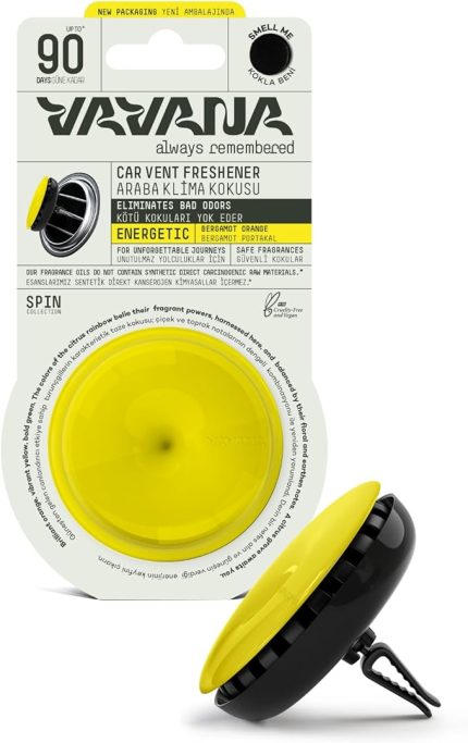 Spin Araba Klima Kokusu - Profesyonel Otomobil Kokusu | BPA & Sıvı İçermez | 90 Gün Etkili | Araç Parfümü (ENERGETIC)