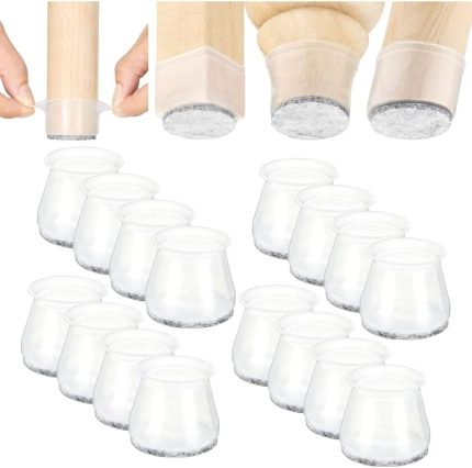 Adet Yarı Saydam (2cm–2,5cm) Beyaz Silikon Keçeli Sandalye Ayağı Koruyucu Pabuç Seti