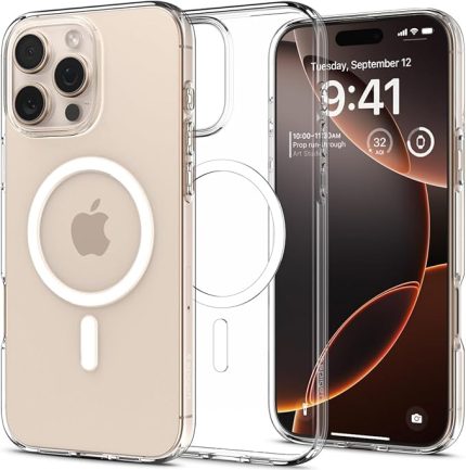 iPhone 16 Pro Max ile uyumlu ince MagSafe Kılıf Liquid Crystal Sararma Karşıtı DuraClear Hava Kanalı Teknolojisi Askeri Sınıf Koruma MagFit Crystal Clear Şeffaf Kapak - ACS08387