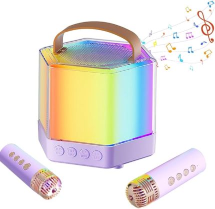 2 mikrofonlu çocuk karaoke makinesi, 3 ila 12 yaş arası çocuklar için oyuncak, mini karaoke makinesi, karaoke oyuncağı, 5, 6, 7, 8, 9, 10, 11 yaş için hediye