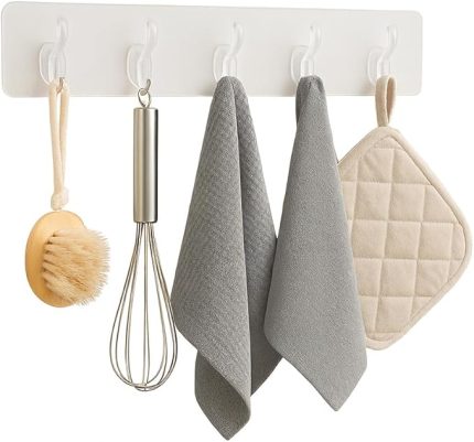 Yapışkanlı 5 Kancalı Askı Seti – Duvara Delmeden Montaj, Şeffaf Vantuzlu Tasarım, Banyo & Mutfak İçin Pratik Organizer (2 ADET)