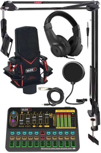 GMX-1 Platinium Head Set Condenser Mikrofon Ses Kartı Kulaklık Canlı Yayın Paketi