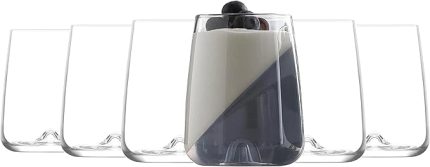 Su ve alkollü içecekler için 6 bardaklı set, 360 ml düz cam bardak, bulaşık makinesinde yıkanabilir