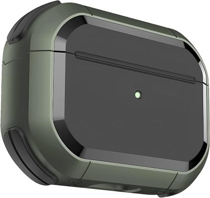 Airpods Pro 2. Nesil için Armor Serisi Darbelere Karşı Ultra Güçlü Koruma Fiber Karbon Arka Tasarım Airpods Kılıfı (Airpods Pro 2, Soft Haki)