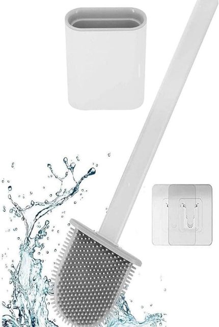 Fırçası Beyaz Renk Silikon Klozet WC Banyo Küvet Temizleme Fırçası Antibakteriyel Kolay Temizlenir Delmeden Duvara Monte Ürün boyutu: 36.5cm x 10cm x 4.1cm (Beyaz)