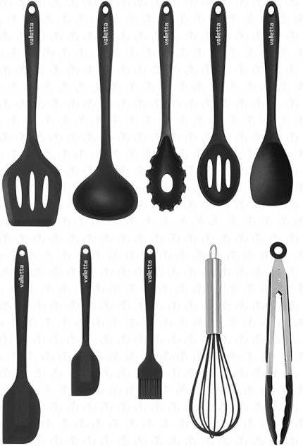 Salvatore Isıya Dayanıklı Yanmaz Yapışmaz Silikon Spatula Seti 10 Parça Siyah