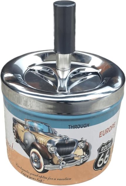 Vintage Döner Kül Tablası Metal Kendiliğinden Temizleyici Sigara Küllük Tablası Kül Tablası Silindir Araç Araç Ofis Ev