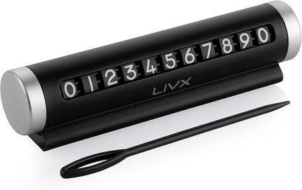 Alüminyum Kasa Çevirmeli Araç İçi Park Telefon Numaratör Park Numarası Parkmatik Araç Torpido Üstü Parktel Telefon Yazısı Siyah ONBNL