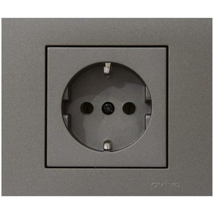 Grano Metalik Antrasit Topraklı Priz