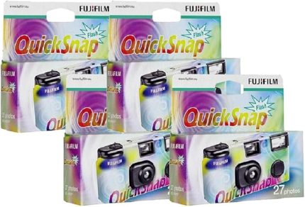 Fuji Quicksnap flaşlı tek kullanımlık kamera, film malzemesi X-tra 400 ASA, 27 çekim için, 4 adet