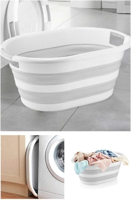 Silikon Akordiyon Çamaşır Sepeti Sele 27 L (27 Litre)