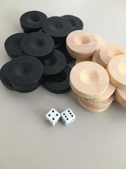 Yapımı Ahşap Tavla Pulu 2 Adet Zar Hediye 35 mm