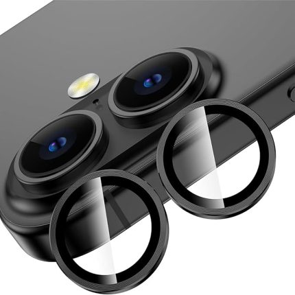 16/16 Plus için Kamera Koruyucu Alüminyum Alaşım Çerçeveli Tempered Glass iPhone Kamera Lens Koruyucu (SİYAH)