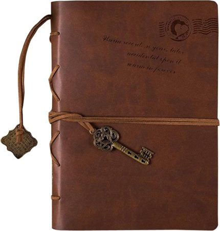 Retro Vintage Deri Ciltli Defter, Çizgisiz Boş Sayfalar, Gezginler Günlük Yazma Günlüğü Not Defteri Eskiz Defteri, İş, Şiir, Yazı, Günlük için, 105x142MM