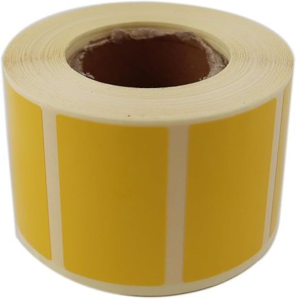 Sarı Renk Baskılı Etiket 50mm x 30mm Ölçülerinde 1000 Adet 40mm Kuka Çapında Kendinden Yapışkanlı Rulo Etiket (Sarı)