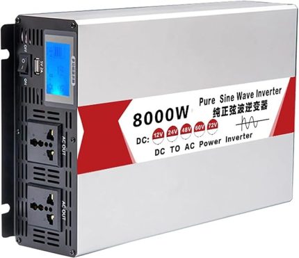 SinüS Dalgası InvertöRü, Ev Araba DöNüşTüRüCüSü, Usb Portu + 2*Evrensel Soket Ile, DC 12V/24V/48V/60V U AC 220v'A DöNüşTüRüR, Karavan, Kamyon, Tekne, Kamp IçIn,8000W-12V