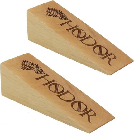 Ahşap Hodor Yazılı Kapı Stoperi 2 Adet Kapı Tutucu