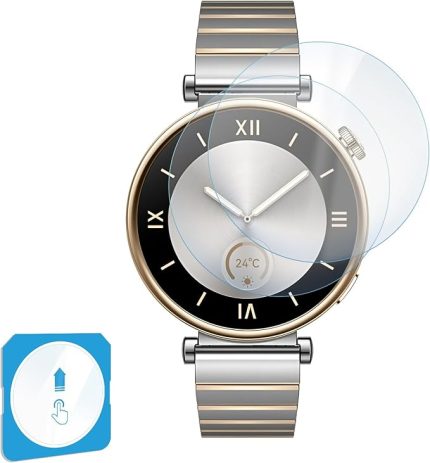 Huawei Watch GT4 41mm için 2'li Paket (2 Adet) Kolay Kurulum Otomatik Hizalama Aparatlı Şeffaf 9H Sertliğinde Gerçek Temperli Cam Ekran Koruyucu