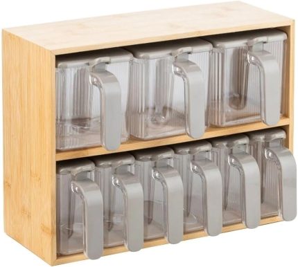 Standlı 9'lu Baharatlık Seti Takımı Kaşıklı 19 Parça Pratik Saklama Kabı