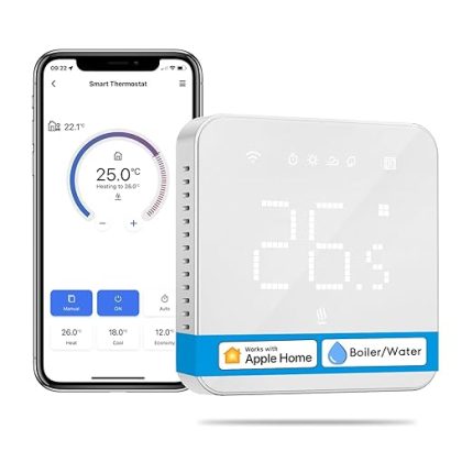 Akıllı Termostat, Kombi Sistemi Kontrolü, Isıtma & Soğutma, Wi-Fi Oda Termostatı, Uzaktan Kontrol, Hassas Isı Ayarı, Led Dokunmatik Ekran, Elektrikli Termostat, Dokunmatik Ekran, Beyaz