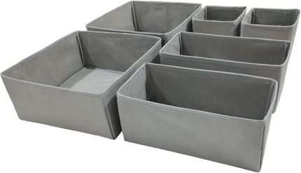 Room 6'lı Gri Çekmece İçi Düzenleyici Organizer Set - Çok Amaçlı Dolap İçi Kutu Seti