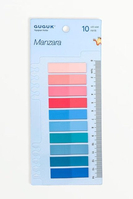 Manzara 10 Renkli Cetvelli Şeffaf Pet Index • Index Sticker • Post-it • Sticky Note