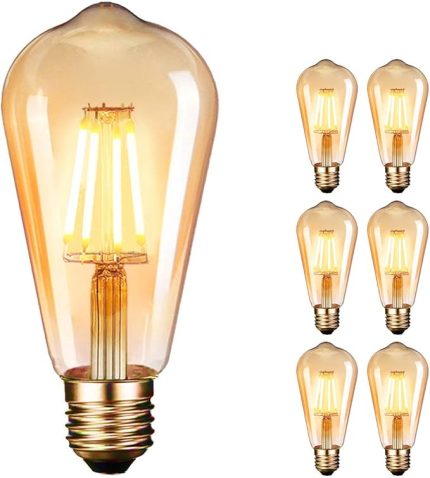 Vintage LED Ampul E27 (4W/220V) 2600-2700 K Retro Antik, Kehribar Sıcak, 6'lı Paket