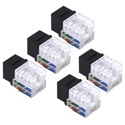 Cat6 RJ45 90 Derece Keystone Jack Ekleme, Ethernet UTP Cat 6 Keystone Punch Down Stand 5'li Paket Siyah