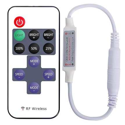 Amper Kumandalı Şerit Led Dimmer Kontrol Cihazı Kumanda - Parlaklık Seviyesi Ayarı yapılabilir, Çakar modlu