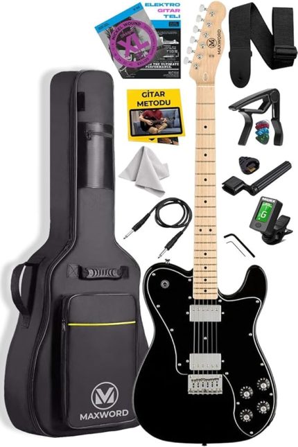 TLX-60BK Telecaster Maple Klavye HH Profesyonel Elektro Gitar