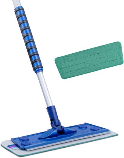 Mikrofiber Tekli Islak Mop Set - 90-156 cm Teleskopik Alüminyum Sap, 360 Derece Dönen Cırtlı Başlık, Ultrafiber Islak Zemin Bezi, Laminat Parke Fayans ve Mermer İçin, 2 Yıl Garantili